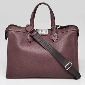 Fendi Burgundy Calf Leather Peekaboo ISEEU Forty8 Satchel Bag - 7VA566